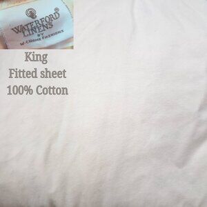 Waterford Linens King fitted bed sheet cream off white 100% Cotton flannel